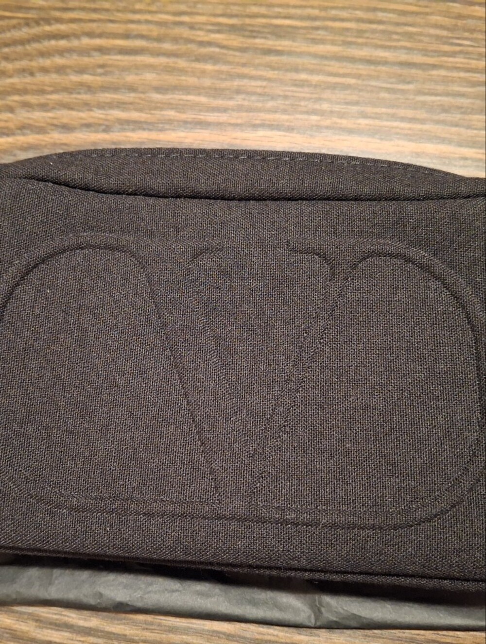 Valentino Black  V Logo Cosmetic Pouch Makeup Bag